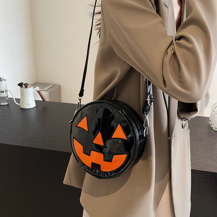 Halloween Pumpkin Round Bag – Cute Small Crossbody Shoulder Purse