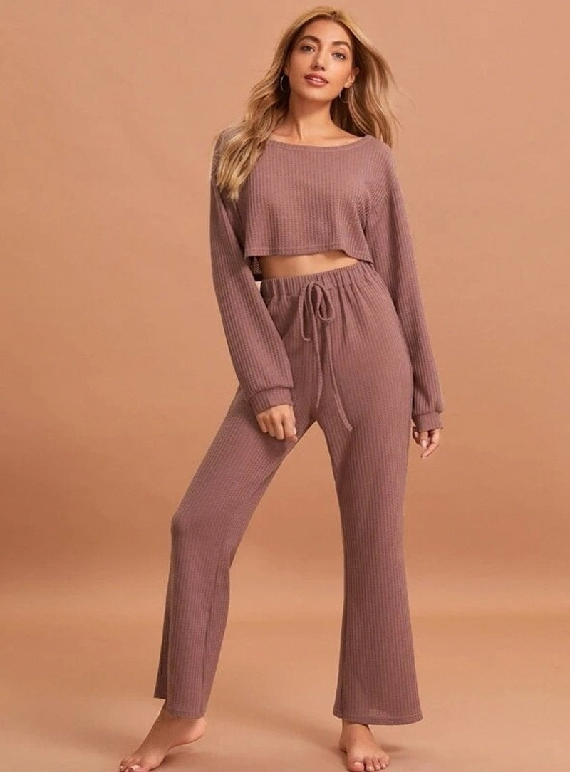 Women's Two Piece Polyester Print Home Wear Set Relaxed Fit