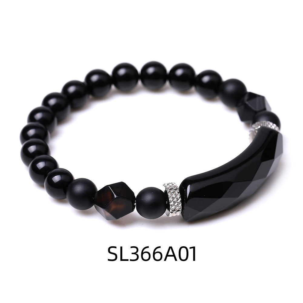 Women's Black Agate Diamond-Shaped Cut Bracelet Elegant
