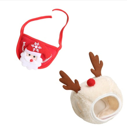Dog Cat Pet Christmas Hat Saliva Towel Bib Pomeranian Autumn And Winter Clothes