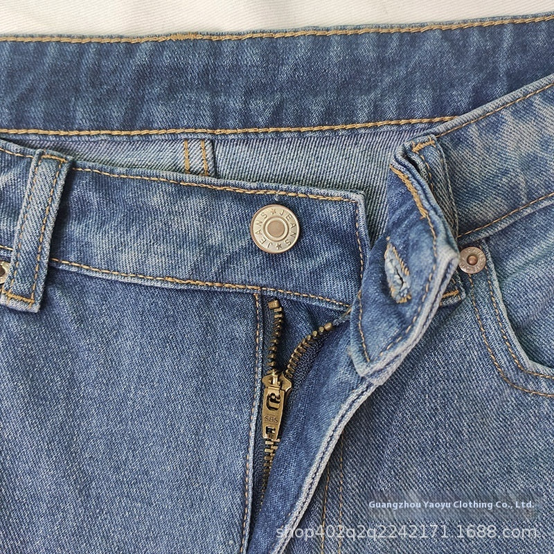 Women’s Washed Straight-Leg Casual Jeans