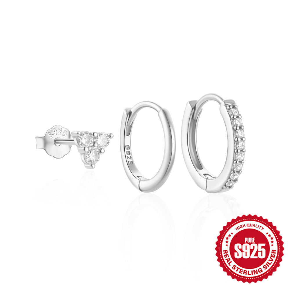 S925 Sterling Silver Classic Ear Ring High-end Temperament Earrings Women's Set