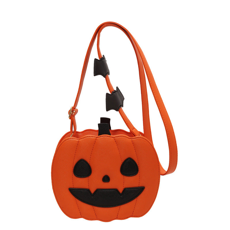 Halloween Pumpkin Crossbody Bag – 2023 Cartoon Shoulder Purse with Bat Design