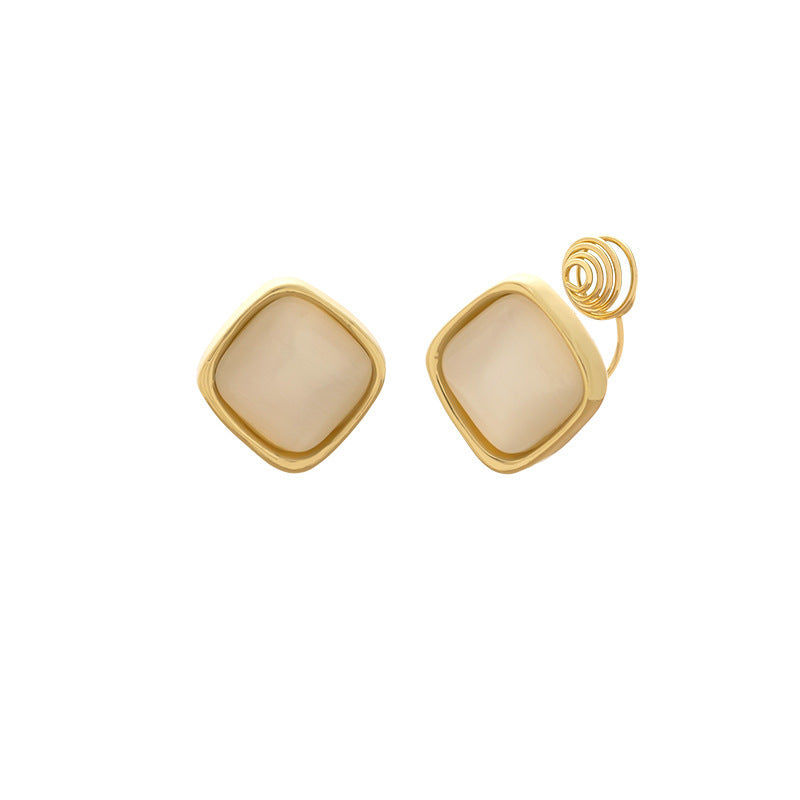 Exquisite And Small Opal Geometric Ear Studs