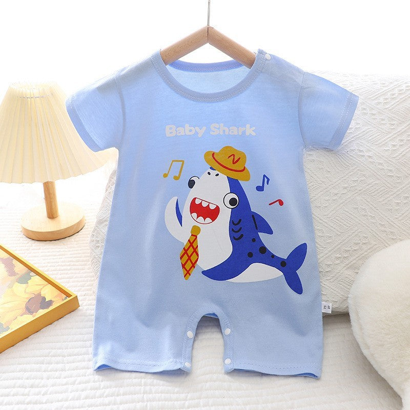 Cotton Summer New Korean Style Baby Boy Thin Women's Short-sleeved Children's Jumpsuit