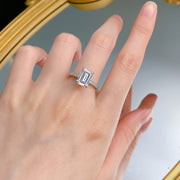 S925 Silver High Carbon Rhinestone Ring Rectangular
