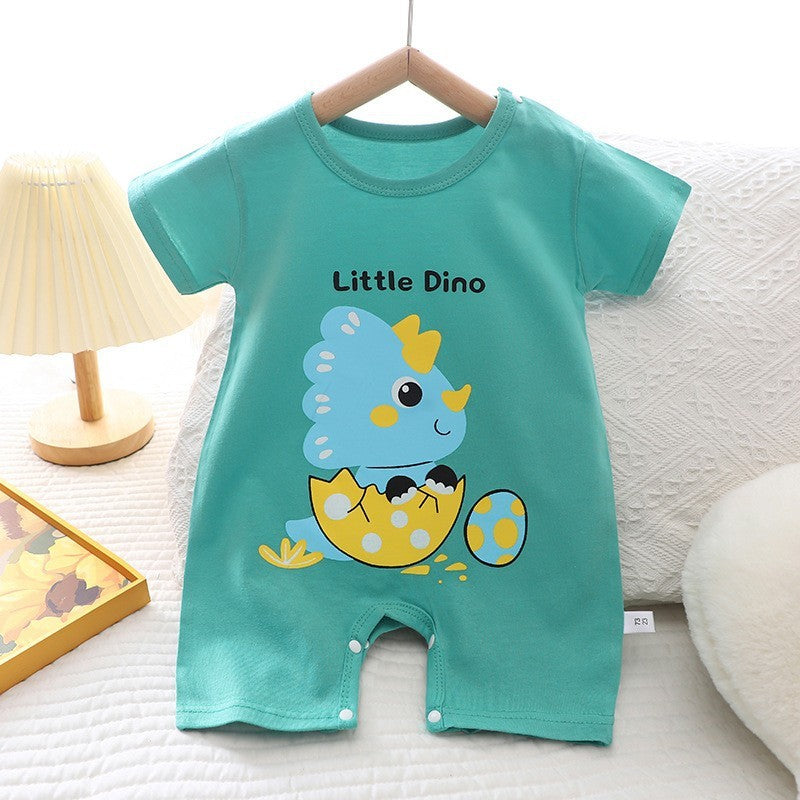 Cotton Summer New Korean Style Baby Boy Thin Women's Short-sleeved Children's Jumpsuit