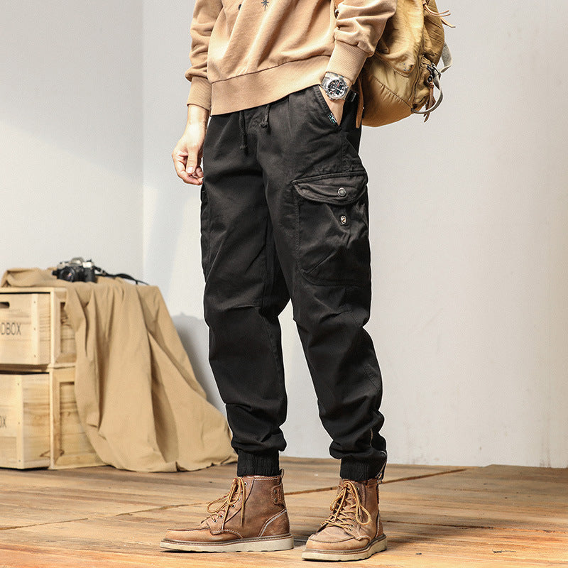 Men’s Slim Fit Overalls – Summer Ankle-Tied Casual Workwear Pants