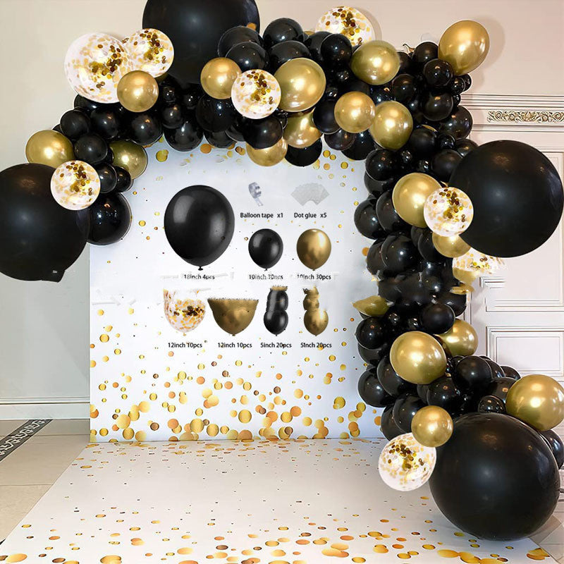 Black Gold Sequined Theme Party Balloon Set