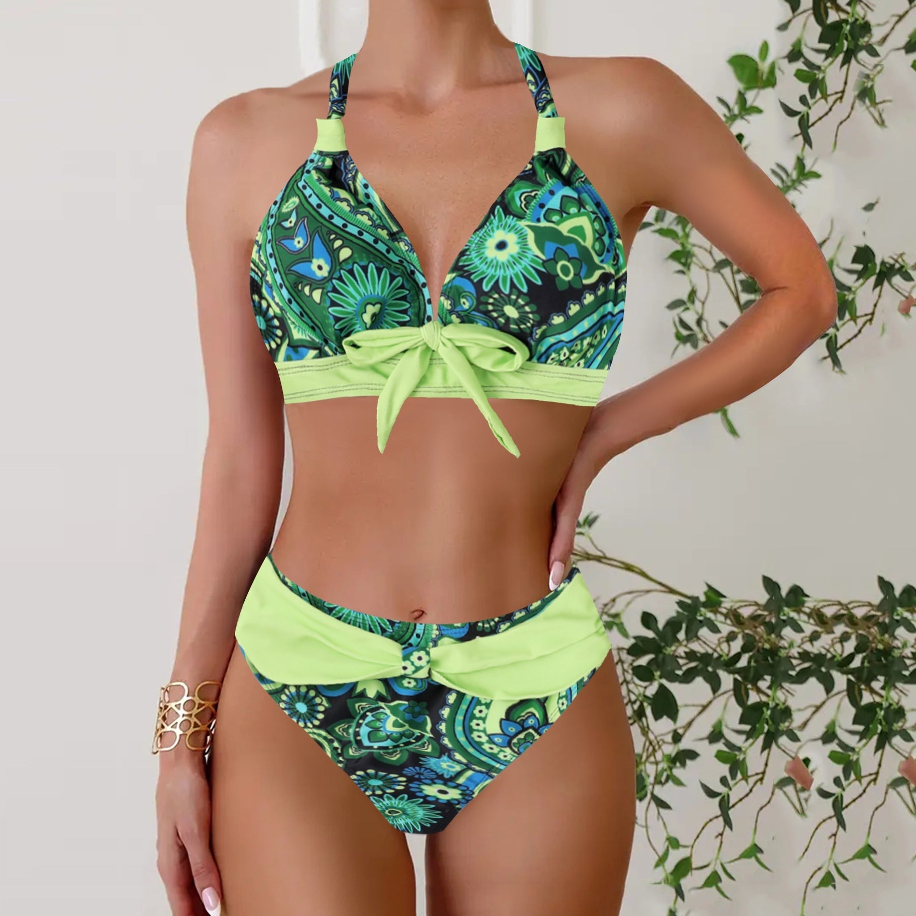 Plus Size Bikini Set – Sexy & Conservative Swimwear in Blue, Green, White, Leopard Print