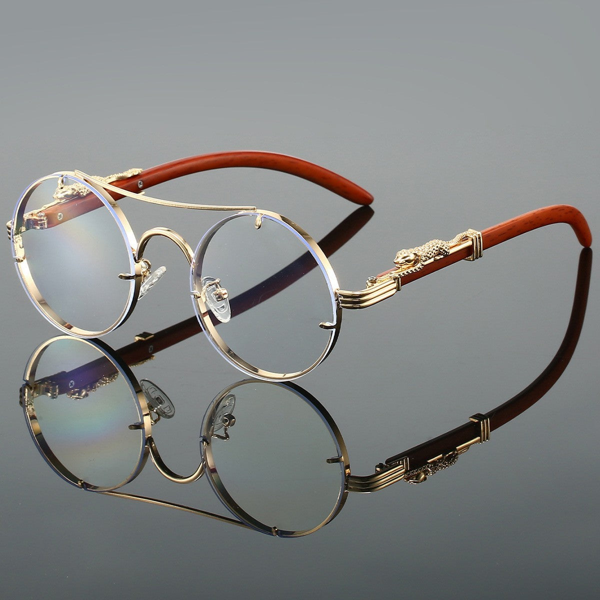Gold Frame PC Lens Sunglasses – Stylish UV Protection