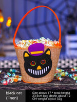 Burlap Bucket Black Cat