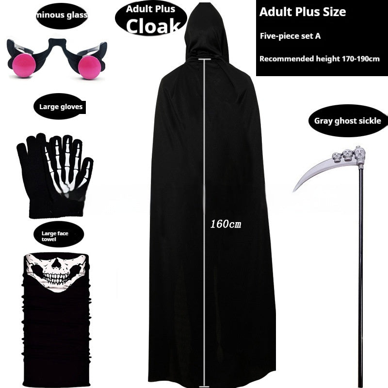 Kids Black Cloak Costume – Halloween Party Wizard Robe Outfit