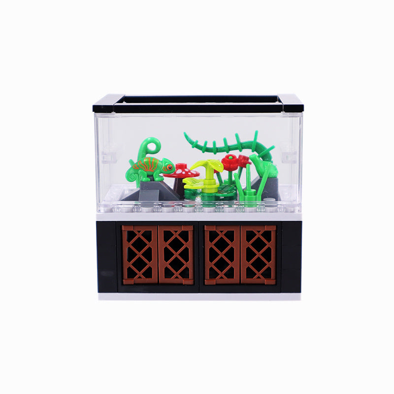 Small Particle Building Blocks Creative Small Scene Fish Tank Pet Box Small Living Room Home Interior Decoration Toy Ornaments