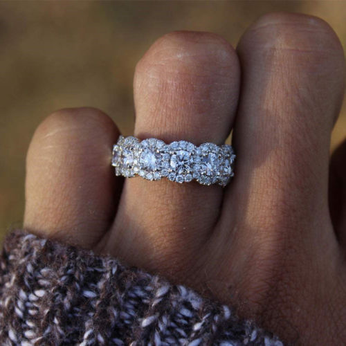 European And American Wedding Engagement Silver Rings