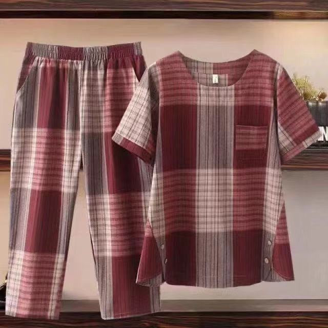 Plaid Two-Piece Set – Versatile Top and All-Match Slacks for Effortless Style