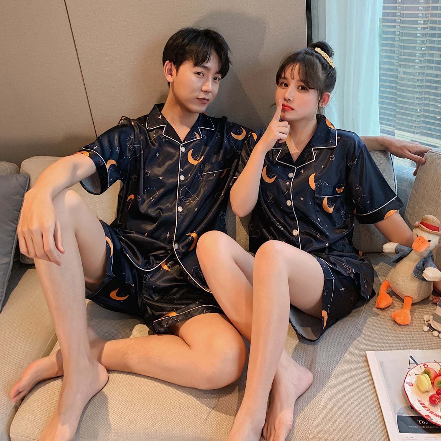 Simple Home Printed Couple Pajamas