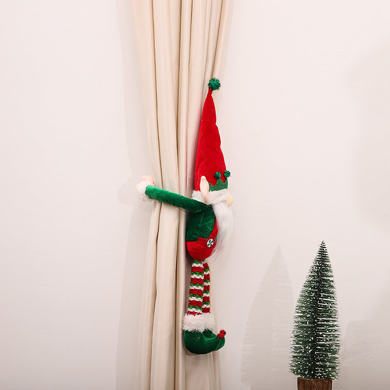 Christmas Elf Couple Curtain Hugging Doll