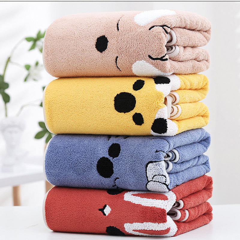 Cute Animal Cartoon Men And Women Household Korean Gifts Coral Fleece Bath Towel
