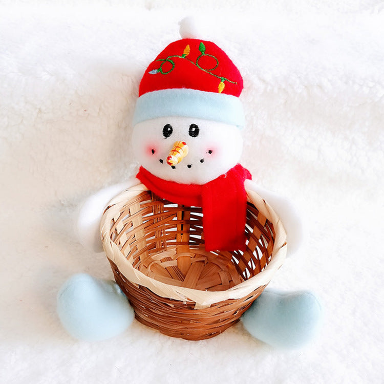 Christmas Decoration Home Storage Basket Santa Snowman Elk Candy Basket