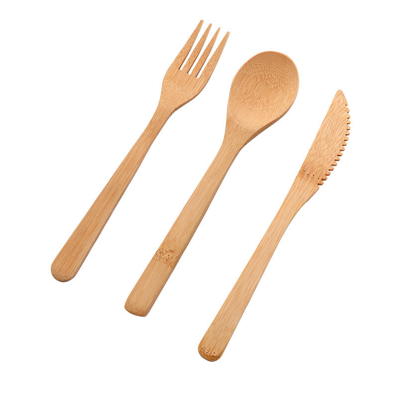 Biodegradable Bamboo Knife Fork Spoon Set 20 Cm Dining