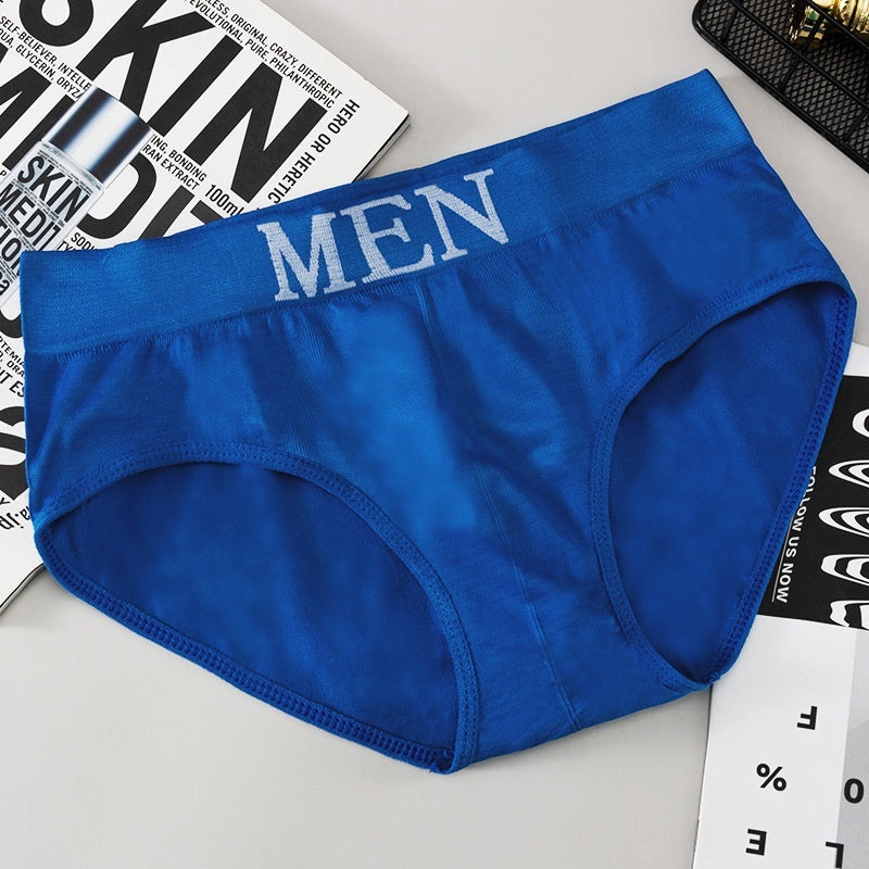 Men's Polyester Briefs Breathable 3D Text Pattern Mid Rise