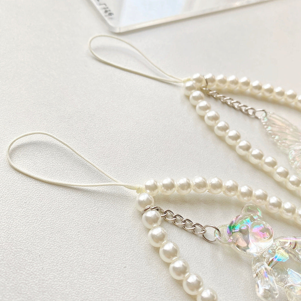 New Beaded Lanyard Diy Phone Case Beauty Bracelet Jewelry Accessories Cartoon Bear Butterfly Pearl Bracelet