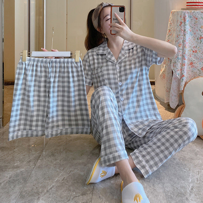 Womens Milk Silk Fruit Print Pajamas Short Sleeve Relaxed