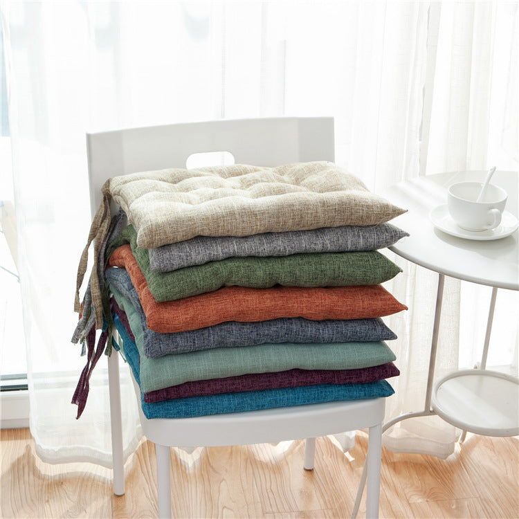 Simple Nordic Solid Color Linen Thickened Seat Cushion