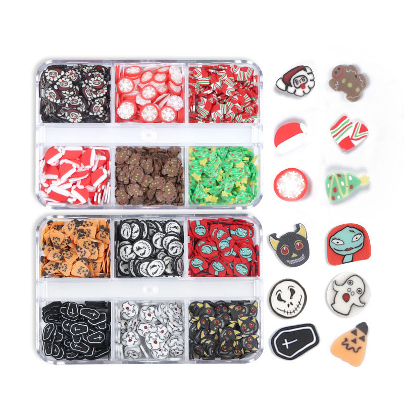 Small 6-grid Boxed Holiday Manicure Polymer Clay Ornament