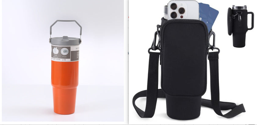 Insulated Stainless Steel Water Bottle – Travel Sports Tumbler with Handle
