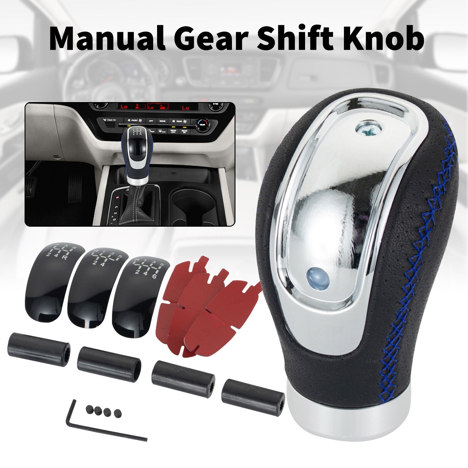 Modified PU Rod Wave Club Head Leather Gear Shift Knob