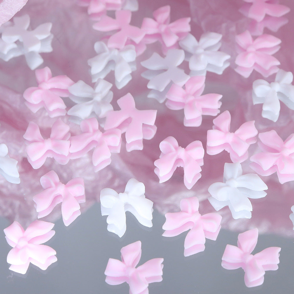 50 Pieces White Ribbon Bowknot Nail Jewelry