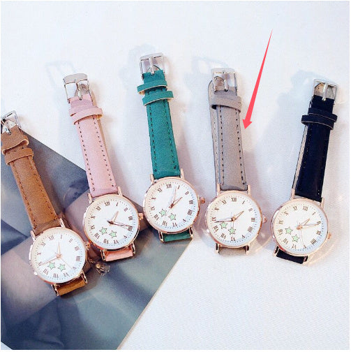 Simple Retro Round Dial Women’s Quartz Electronic Watch