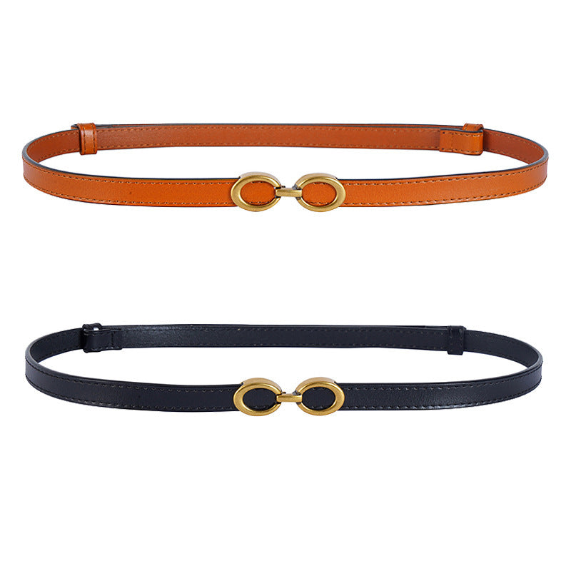 Women's Thin Double Buckle Waist Belt