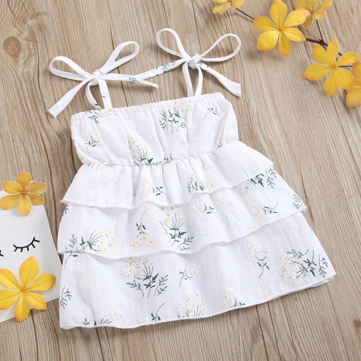 Girl's Cotton Dress With Flower Strap Cake