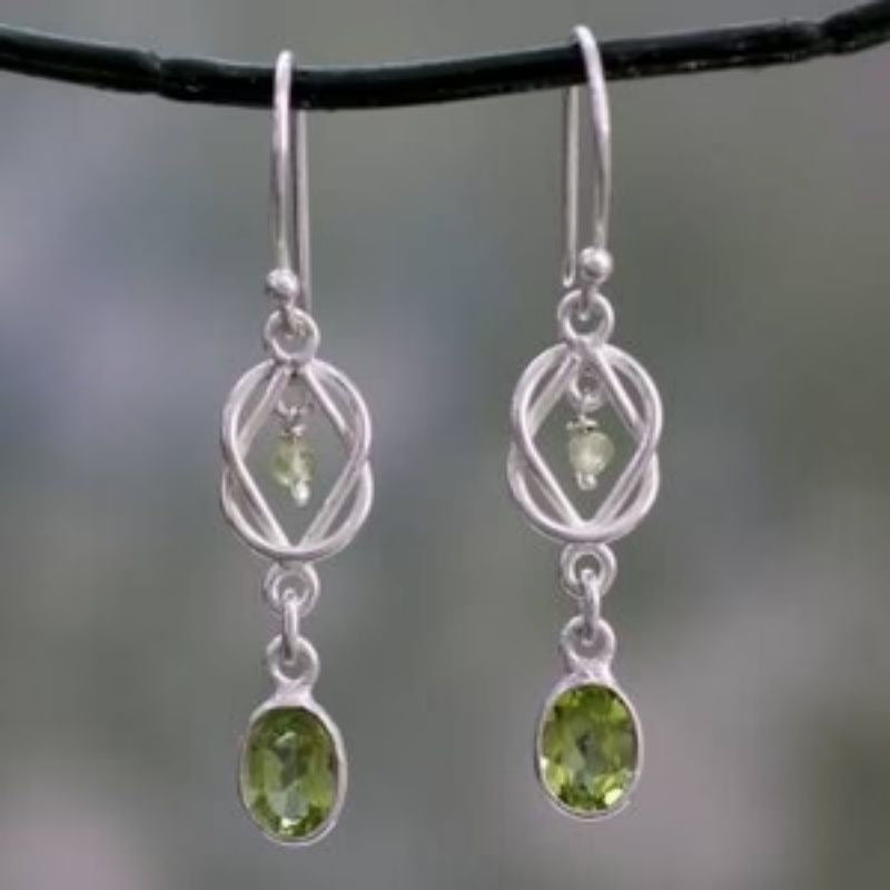 Female Creative All-match Green Gem Personalized Earrings