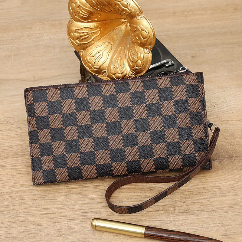 Fashion Personality  Plaid Zipper Men's Wallet