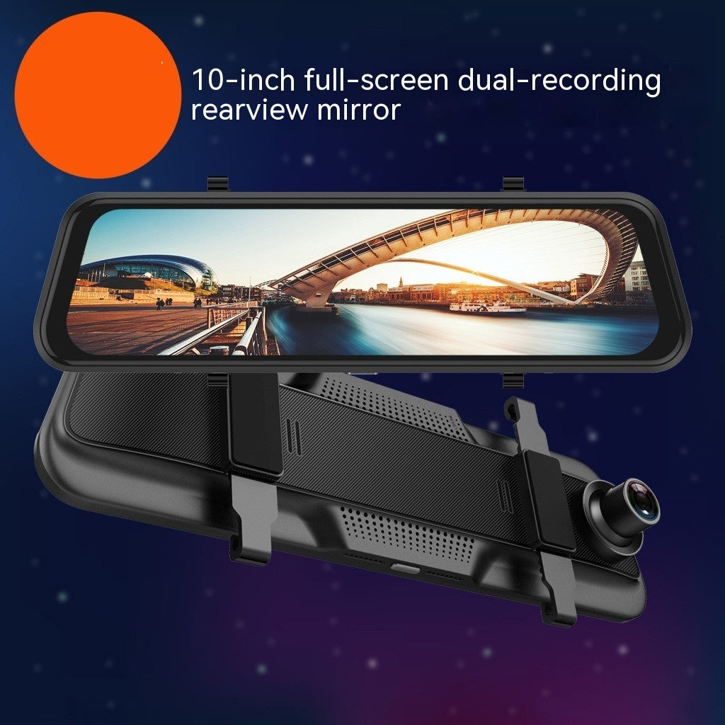 10-Inch Full Touch Dash Cam – Rearview Mirror Driving Recorder