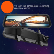 10-Inch Full Touch Dash Cam – Rearview Mirror Driving Recorder