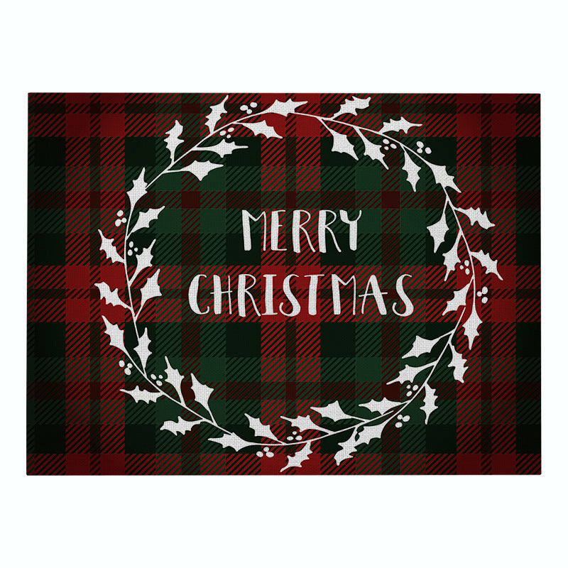 Christmas Series Cotton And Linen Placemat Dining Table Cushion Heat Proof Mat Anti-scald