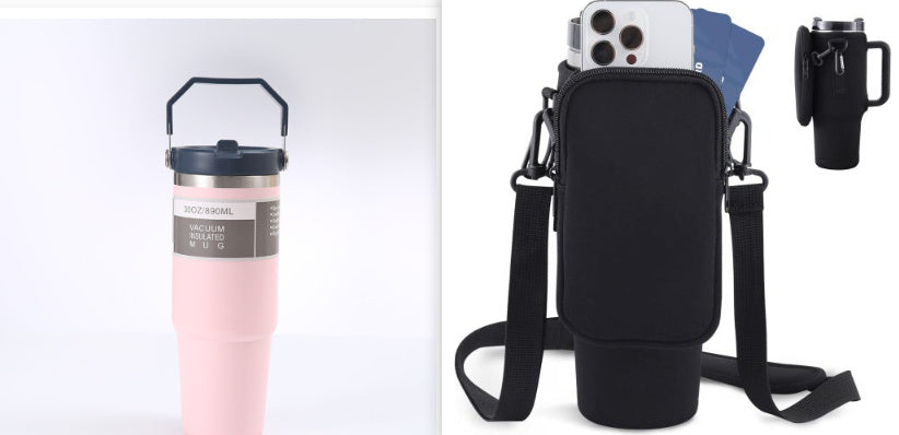 Insulated Stainless Steel Water Bottle – Travel Sports Tumbler with Handle