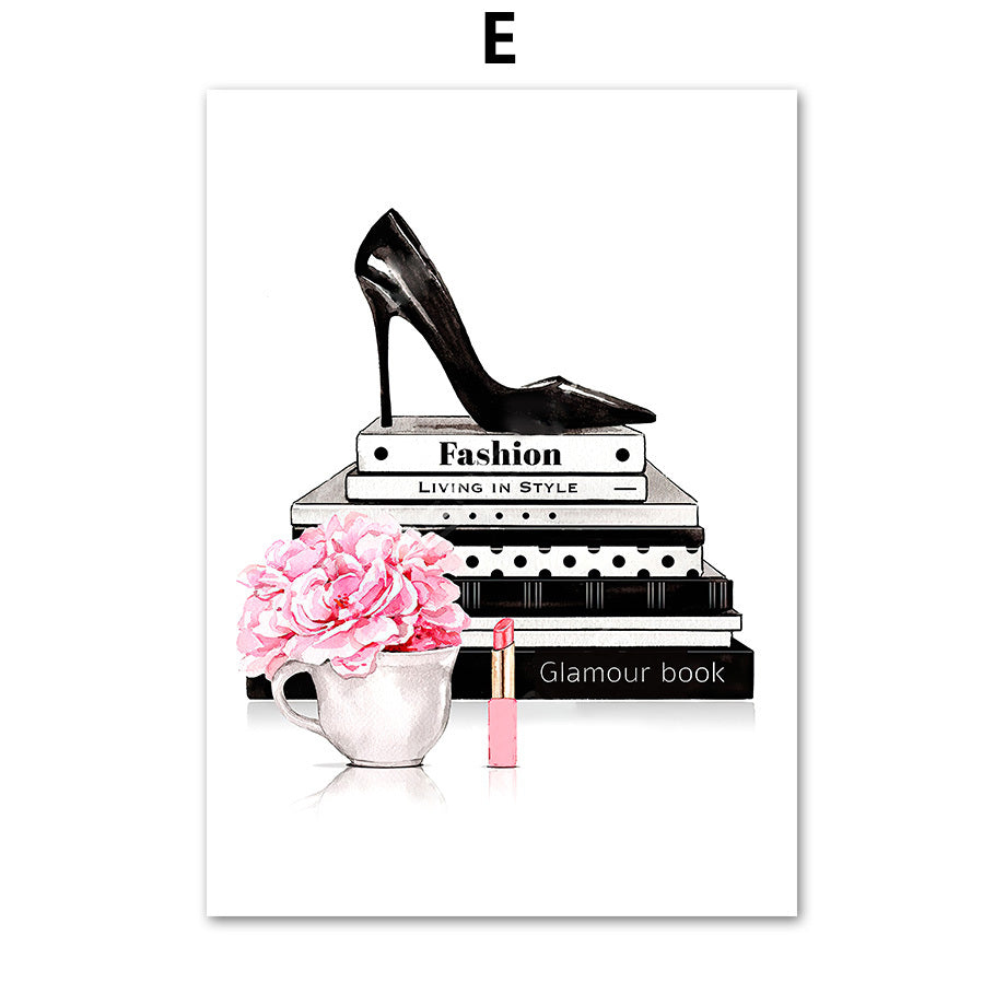 Fashion Wall Art – Schoolbag, High Heels & Lipstick Nordic Canvas Poster Decoration