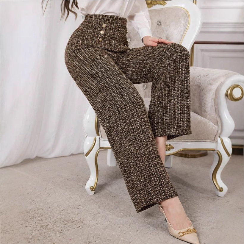 Dark Brown Zipper Detail Spandex Pants – Women’s Commuter Casual Trousers