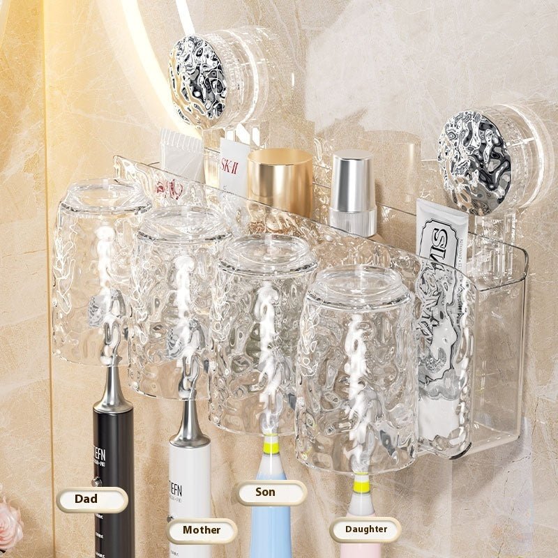 Suction Cup Type Wall-mounted Punch-free Good-looking Bathroom Toothbrushing Set Family Set