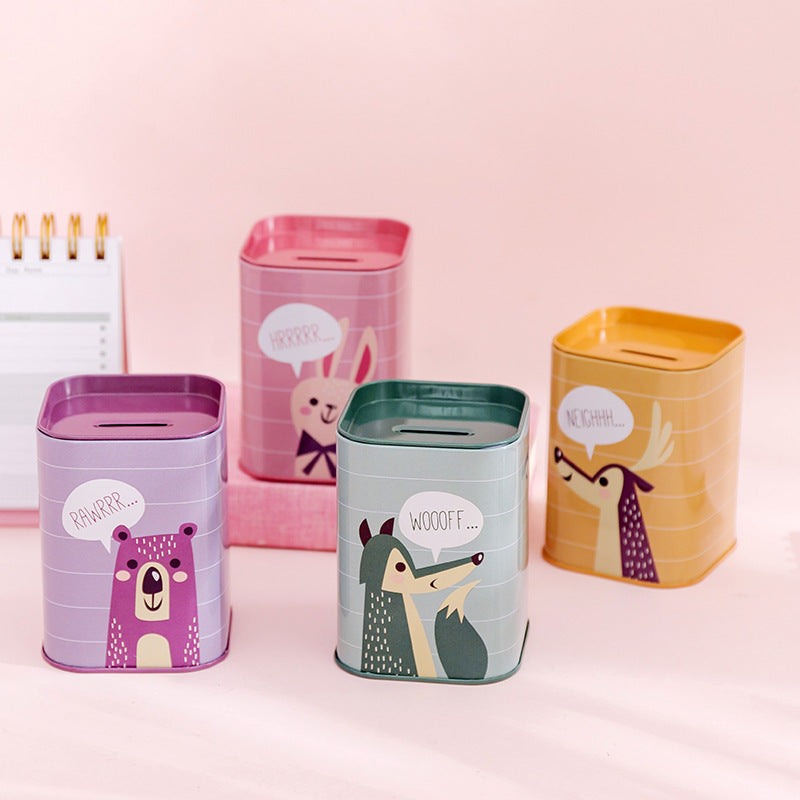 Square Metal Tinplate Piggy Bank