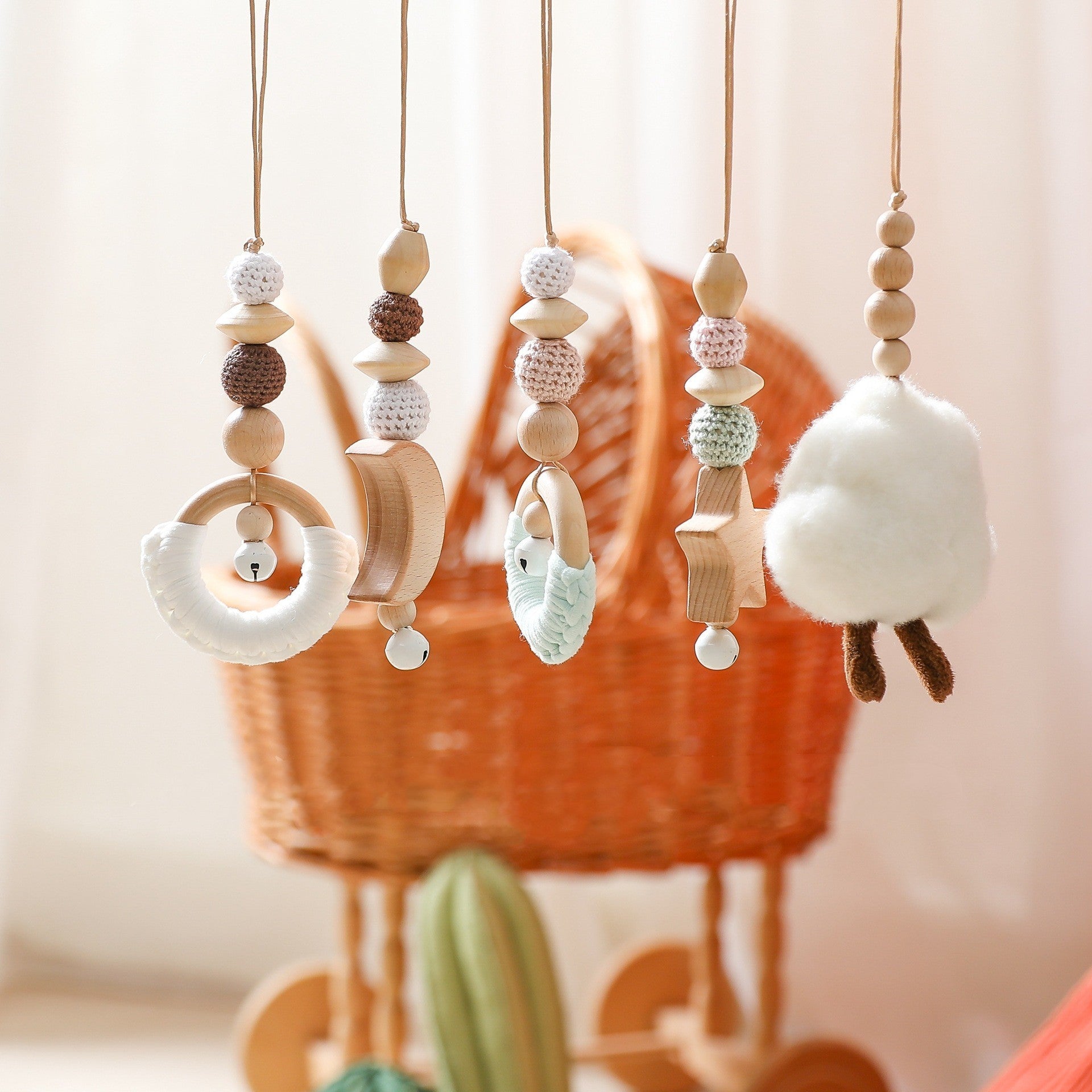 Unisex Baby Activity Gym Wooden Basswood Plush Crochet Bead