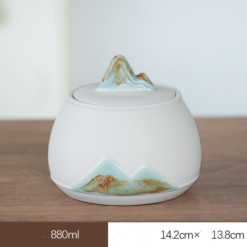Home Large Sealed Ceramic Tea Storage Jar