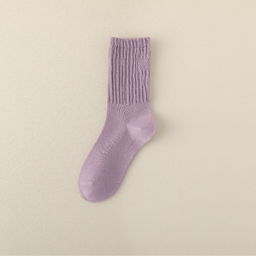 Autumn & Winter Korean Style Cotton Mid-Calf Socks for Girls – Cozy Warm Trendy