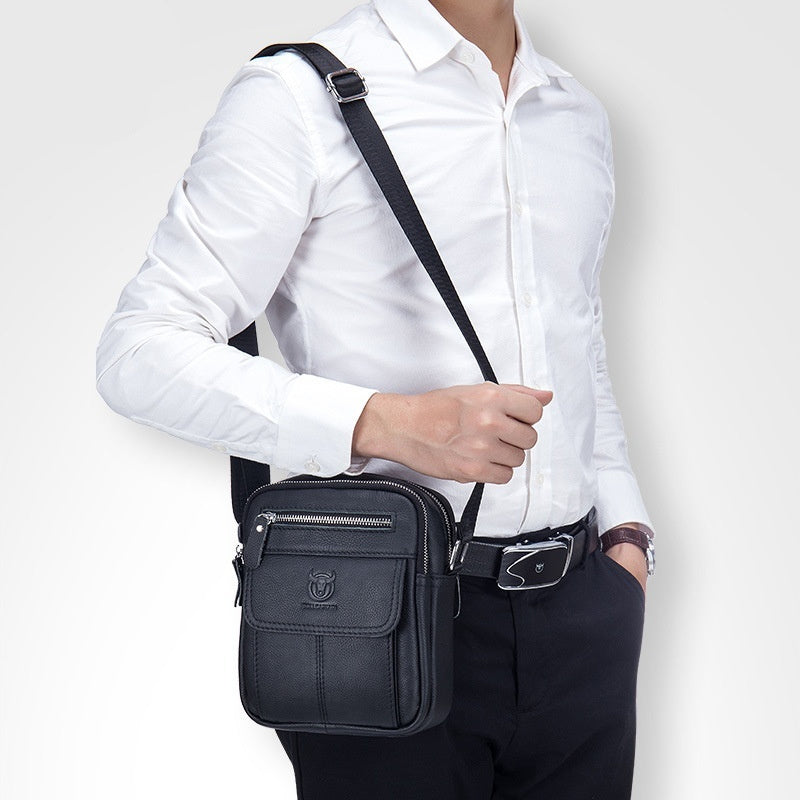 Men's Slim Leather Crossbody Bag Retro Satchel Cowhide